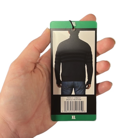 NWT Tahari Long Sleeve 1/2 Zip Sweater Blue Black Stripes Mens Size XL - Picture 8 of 8